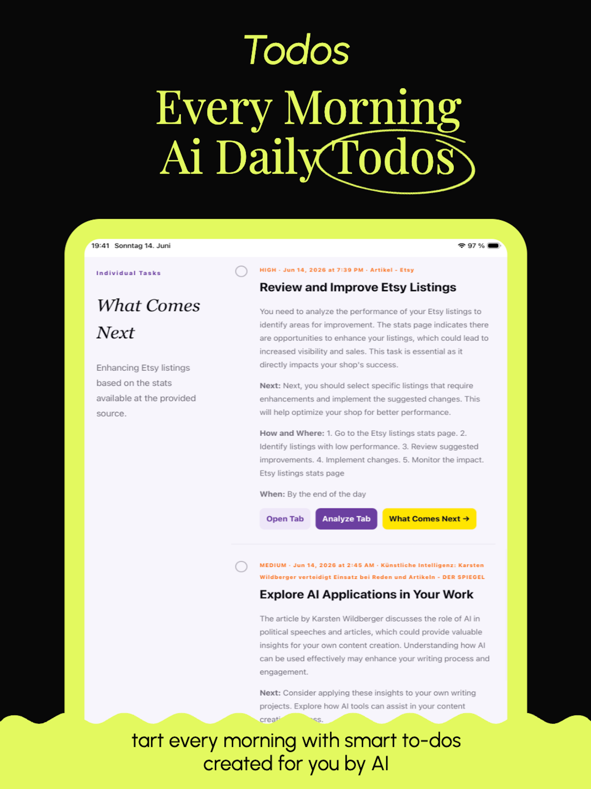 KI Daily Todos auf dem iPad